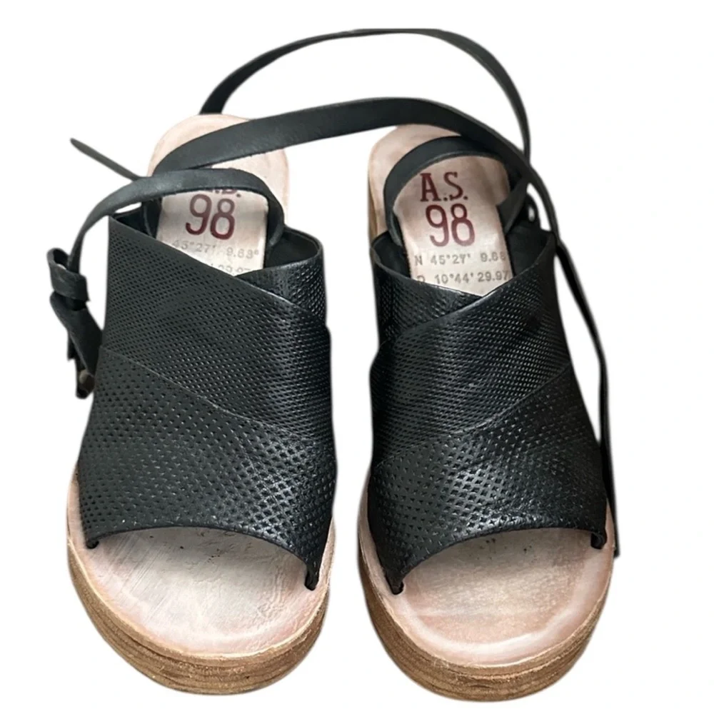 Free People A.S.98 Niall Leather Wedge Platform Ankle Strap Sandals Size 7.5 - 8